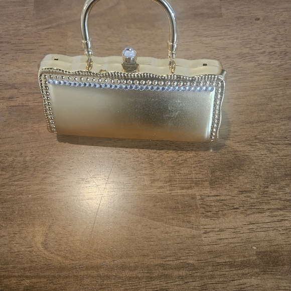 Gold with rhinestones small evening bag - Picture 4 of 5